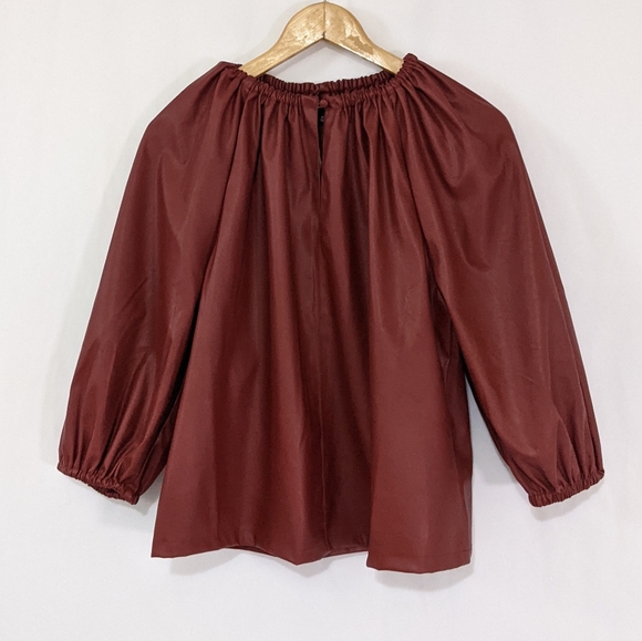 Who What Wear Faux Leather Balloon Sleeve Top - Picture 4 of 11